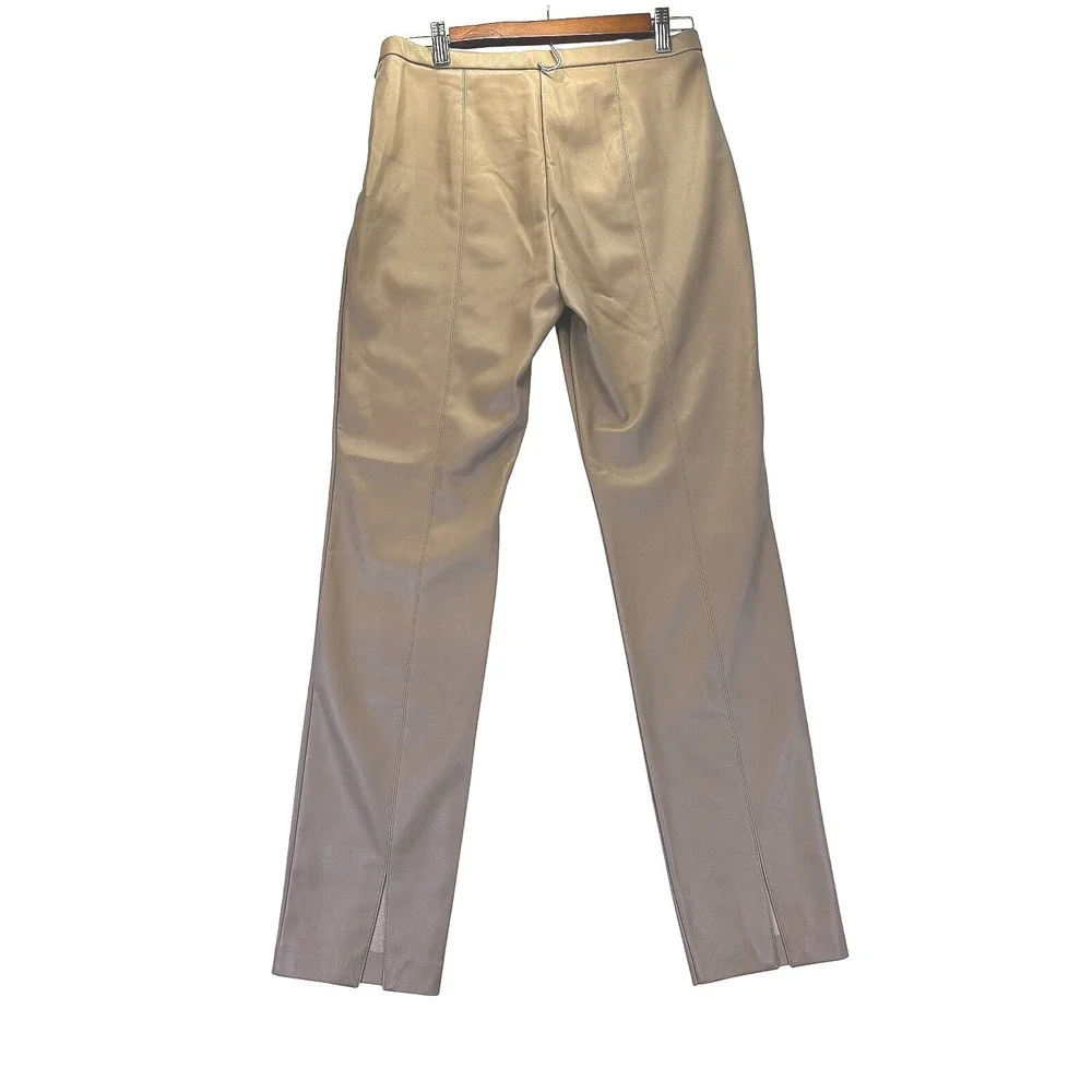 NWT Truth by Republic Women's Taupe Faux Leather Pintuck Straight Leg Pants S
